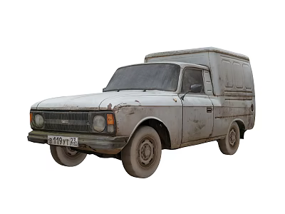 Old Rusty Vintage Delivery Van With Weathered Exterior And Classic Design 3d model