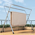 Outdoor Stainless Steel Clothes Drying Rack With Clothes And Bedding