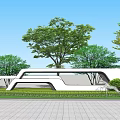 Modern Scenic Wall Design With Green Trees Lawn And Paved Ground