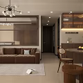 Cozy Vintage Living And Dining Room Interior Design With Soft Ambient Lighting And Chic Furnishings