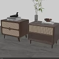 Retro Solid Wood Rattan Woven Bedside Tables For Modern Minimalist Bedroom Storage And Home Decor