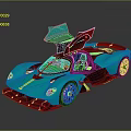 Teal Supercar With Open Scissor Doors And Neon Green Accents On Reflective Surface