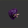 Game Movie Character In Purple Kimono Holding Blue Transparent Sword Traditional Updo Hairstyle