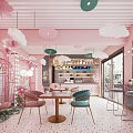 Modern dessert shop net red milk tea shop cashier leisure table and chair restaurant card holder net red photo clock-in wall 3d model