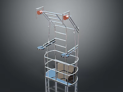 Chrome Plated Metal Storage Shelf With Multi Layer Design And Hanging Hooks 3d model