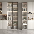 Elegant Modern Wine Cabinet Design With Glass Doors And Decorative Bottles