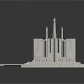 Modern Architectural Model With Geometric Structure Step-like Layers Tower Elements Key-shaped Accessory And Square Base