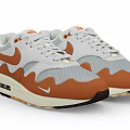 Nike White Orange Gray Mesh Leather Shoes With Wavy Air Cushion Design
