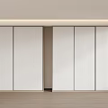 Modern White Wardrobe With Sliding Doors In Minimalist Interior Design