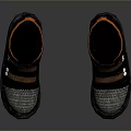 Casual Black Shoes With Orange Lining Brown Straps Gray Mesh And Thick Sole