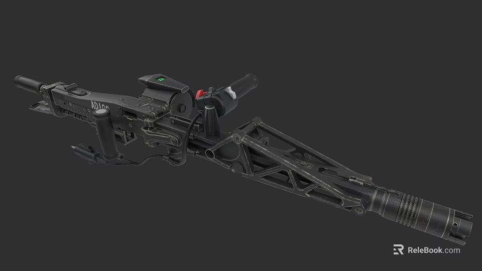 Black Military Machine Gun With Tripod Stand And Sight Mechanism Design 3d model 