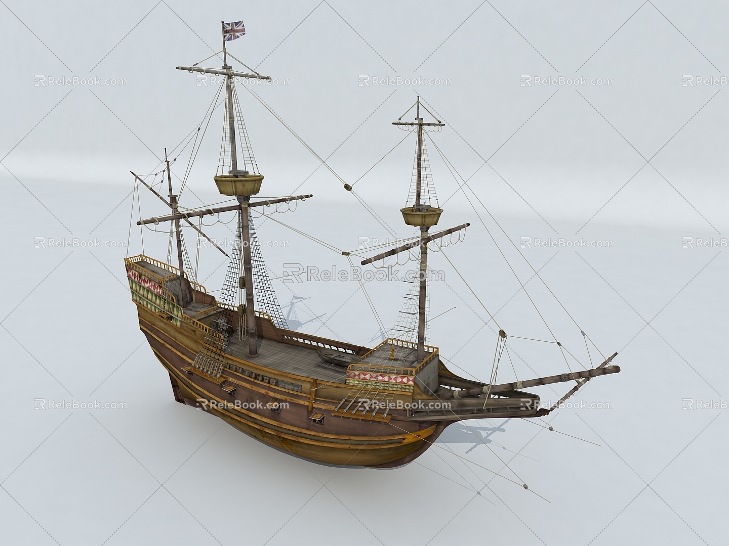 Pirate ship wooden warship 3d model