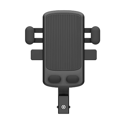 Adjustable Black Phone Holder With Clip Design And Stripe Surface For Daily Use 3d model