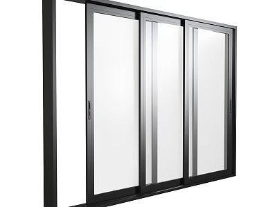 Sliding Glass Doors With Black Frame And Clear Panels For Modern Home Design 3d model