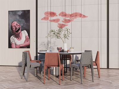 Modern Dining Table and Chair Combination model