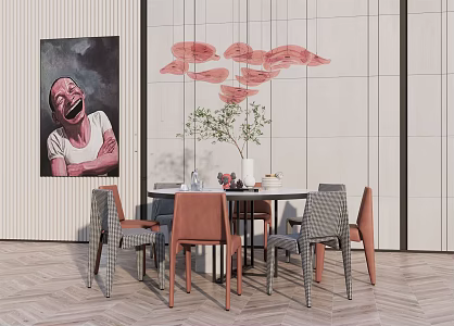 Modern Dining Table and Chair Combination 3d model