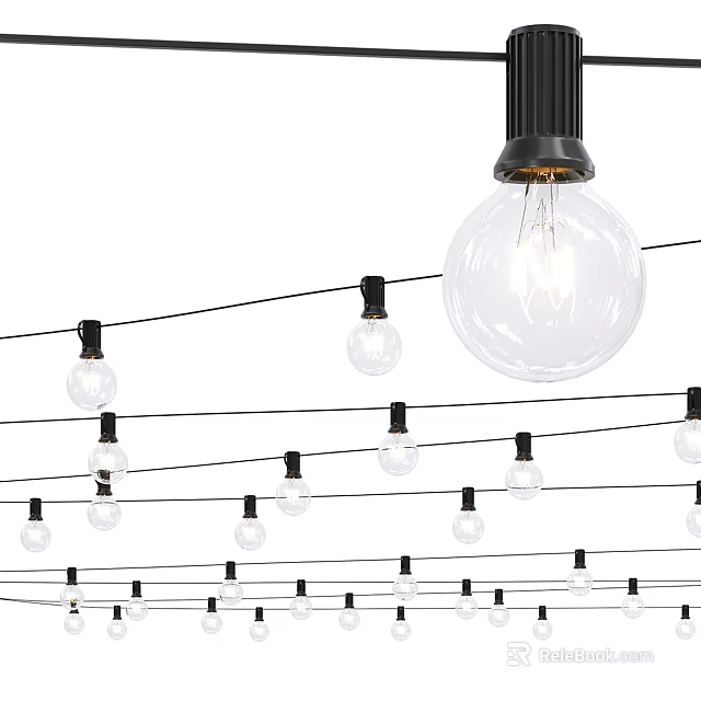 Multiple Lines Clear Glass Bulb String Lights Hanging For Decorative Lighting 3d model 