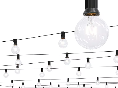 Multiple Lines Clear Glass Bulb String Lights Hanging For Decorative Lighting 3d model