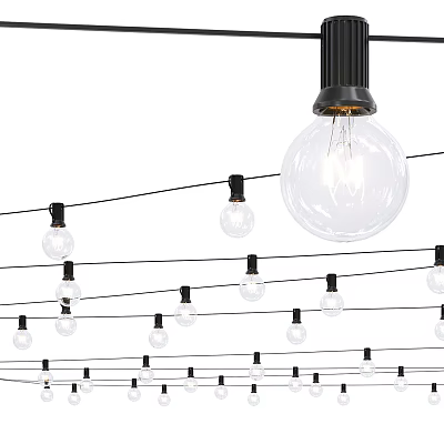 Multiple Lines Clear Glass Bulb String Lights Hanging For Decorative Lighting 3d model