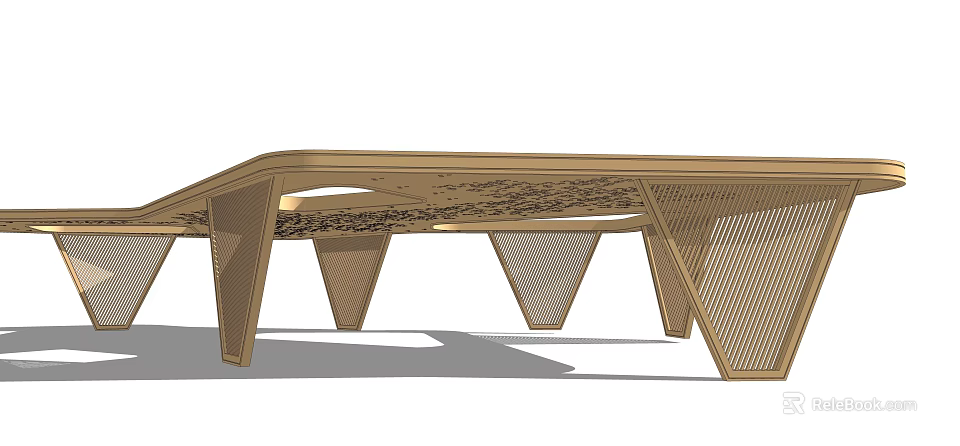 Modern Metal Pergola With Intricate Cutout Patterns And Geometric Support Legs 3d model 