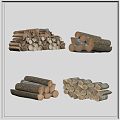 Modern Timber Wood Pile 3d model