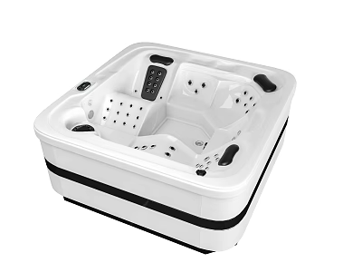 Modern Square Bathtub With Massage Jets And Control Panel For Relaxation 3d model