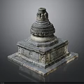 Ancient Stone Stupa Architecture With Layered Base Circular Dome And Intricate Carvings
