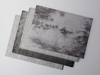 Textured Square Rugs With Gray Abstract Patterns Stacked For Home Decor 3d model