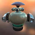 Detailed Robot Character With Mechanical Structure Blue Eyes Clawed Arms And Metal Body