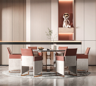 Light Luxury Dining Table and Chair Combination 3d model