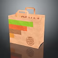 Brown Paper Shopping Bag With Handles Colorful Stripes And Burger King Logo