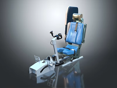 Functional Recliner Chair with Adjustable Backrest Footrest and Blue Cushion Metal Frame Design 3d model