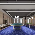 Spacious Modern Billiard Room With Multiple Pool Tables Hanging Lights And Comfortable Seating Areas 3d model