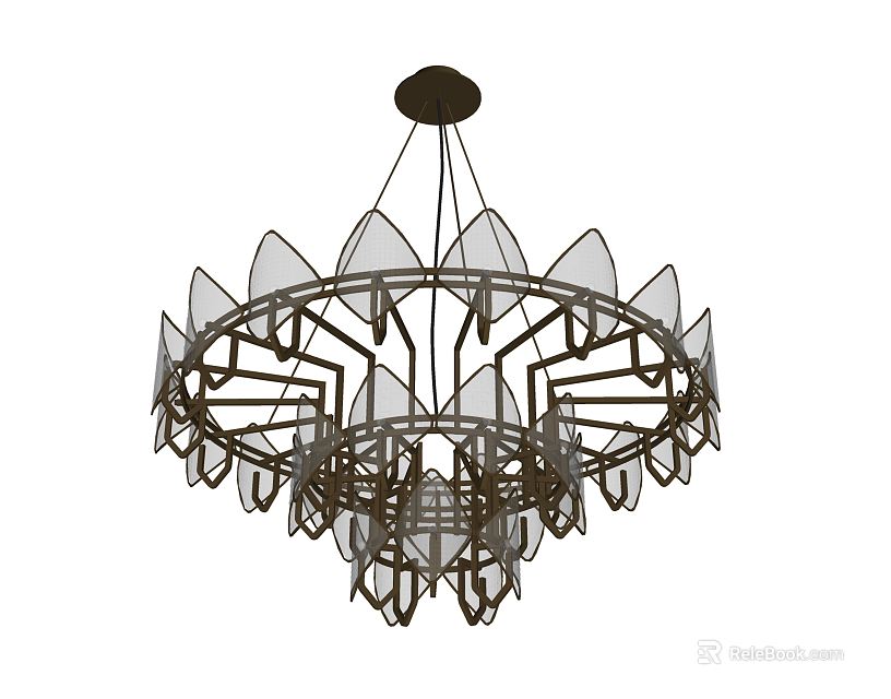 Crystal Chandelier Modern Design With Metal Frame And Geometric Crystal Petal Pendants 3d model 