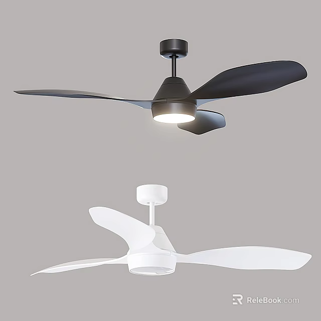 Modern Black And White Ceiling Fan With Light For Indoor Home Decor Use 3d model 