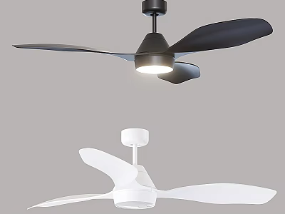 Modern Black And White Ceiling Fan With Light For Indoor Home Decor Use 3d model