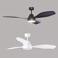Modern Black And White Ceiling Fan With Light For Indoor Home Decor Use