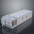 Industrial Equipment Unit With White Enclosure Top Ventilation Fans And Side Doors
