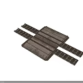 Railroad Tracks Crossing with Steel Rails and Gravel Bed at Railway Junction