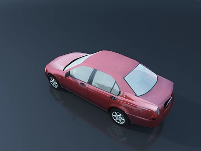 Red Sedan Car With Shiny Exterior Design And Black Wheels Profile 3d model