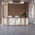 Chinese Style Lounge Corridor With Wall Decor Bench Small Tables And Natural Light