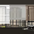 Modern Window Blinds in White and Brown for Interior with Urban Building View and Chair