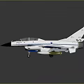 Fighter Jet Model With Blue Stripes And Missiles On Gray Background 3d model