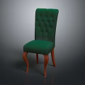 Elegant Green Leisure Chair With Tufted Backrest And Curved Wooden Legs