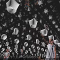 Numerous Bright Sky Lanterns Illuminated Night Scene With People Releasing Lights