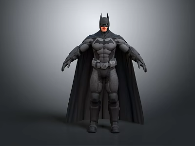 Detailed Batman 3D Model Character With Cape Mask And Muscular Costume 3d model