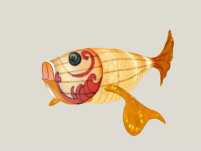 New Chinese Lantern Fish Shape Koi Decorative Fish Festival Art Goldfish Decorative Lamp 3d model