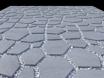 Natural Garden Path Paving With Hexagonal Stone Slabs And White Gravel 3d model