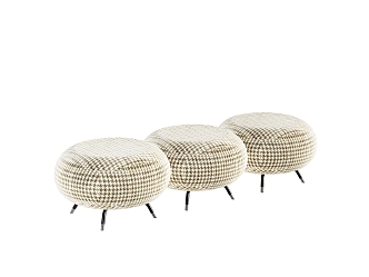 Sofa stool simple shape elegant mellow fabric 3d model