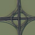 Road Infrastructure Complex Highway Interchange With Multi Lane Overpasses And Connected Routes 3d model